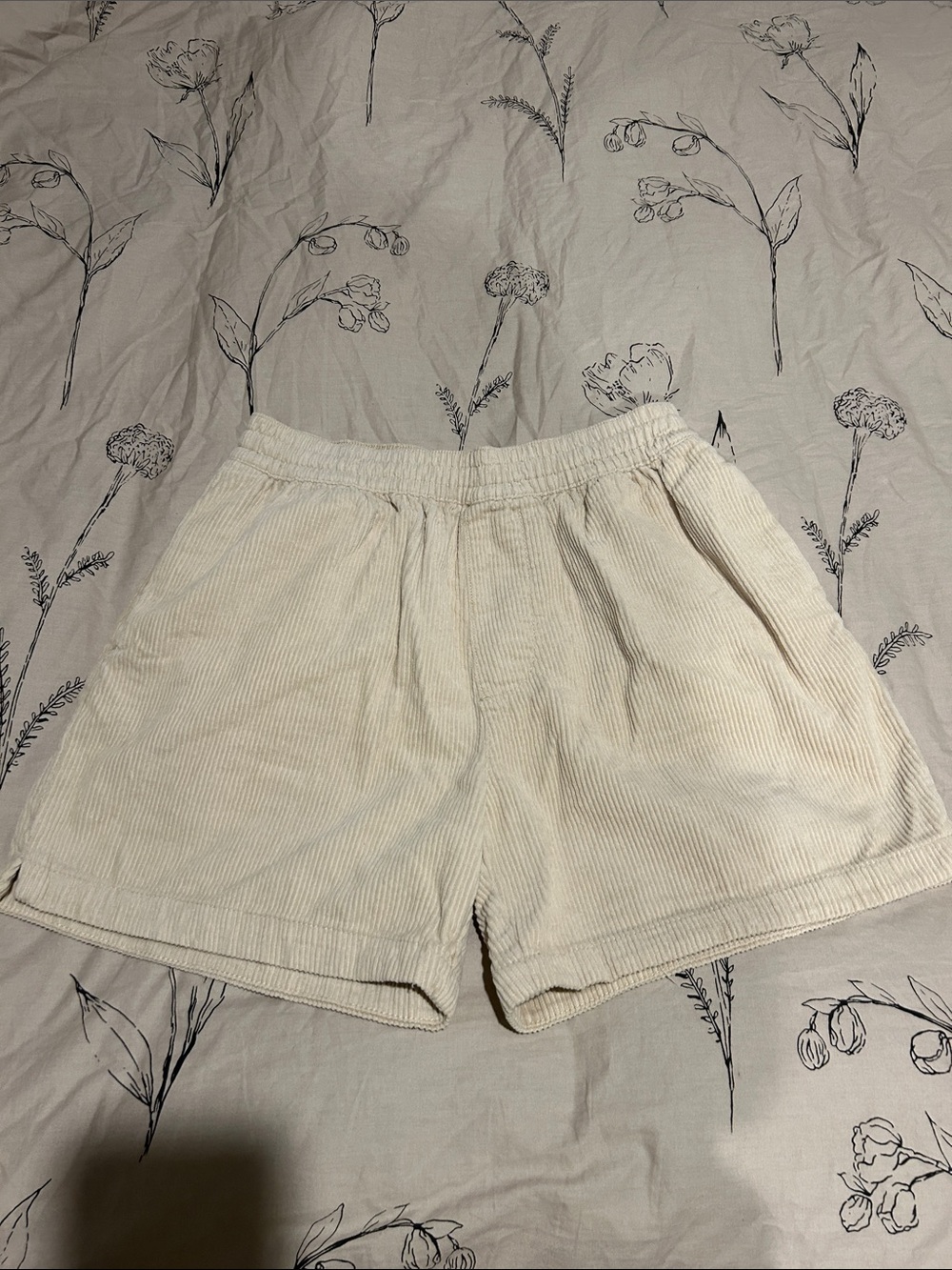 Urban Outfitters Cream Corduroy Men's Elastic-Waist Shorts